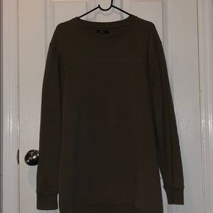 Olive oversized sweatshirt with side zipper